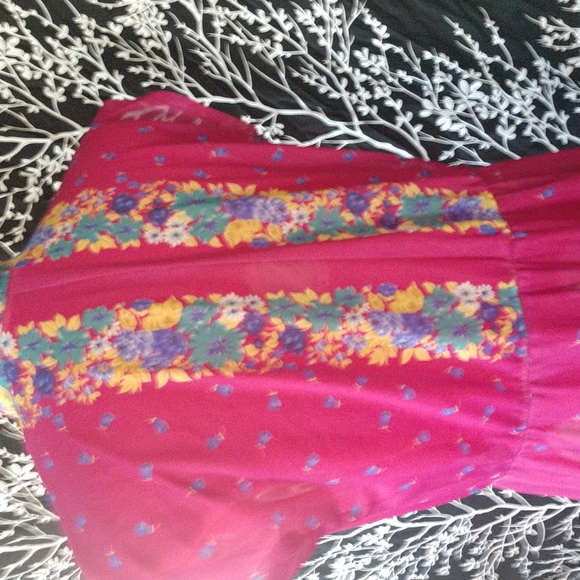 Vintage 70s Topper Brand Magenta Floral Dress - Picture 4 of 5
